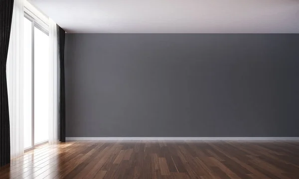 The empty living room and and grey paint wall background