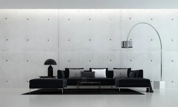 Moderní Minimální Obývací Pokoj Betonové Stěny Textury Vzor Pozadí — Stock fotografie