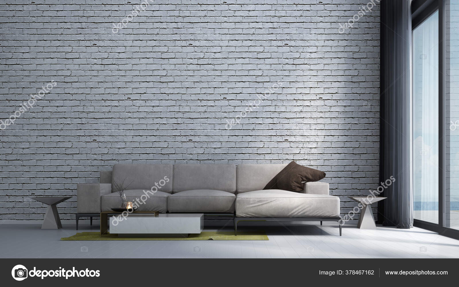 Interior Design Modern Tropicalliving Room White Brick Wall Texture  Background Stock Photo by ©Teeraphan 378467162