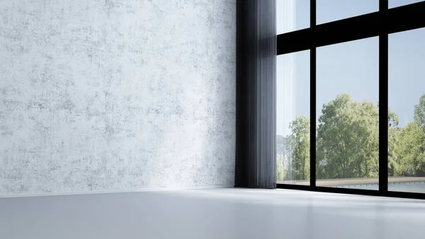 Design Interior Moderna Sala Estar Tropical Vazio Parede Concreto Textura — Fotografia de Stock
