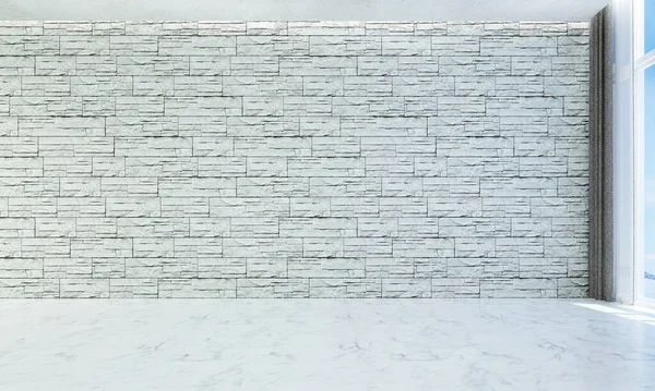 现代热带室内设计的空房间和白砖墙背景 — 图库照片