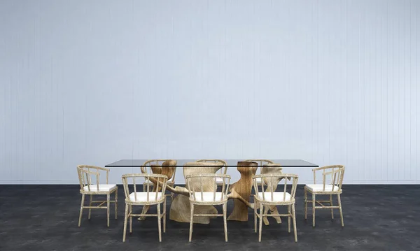 Moderno Belo Design Interiores Sala Jantar Parede Concreto Branco Textura — Fotografia de Stock