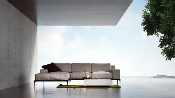 Mooie Lounge Woonkamer Textuur Muur Moderne Woning Met Dubbele Ijdelheid — Stockfoto