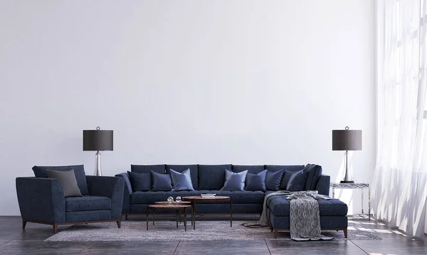 Moderna Sala Estar Luxo Parede Branca Textura Fundo Design Interiores — Fotografia de Stock