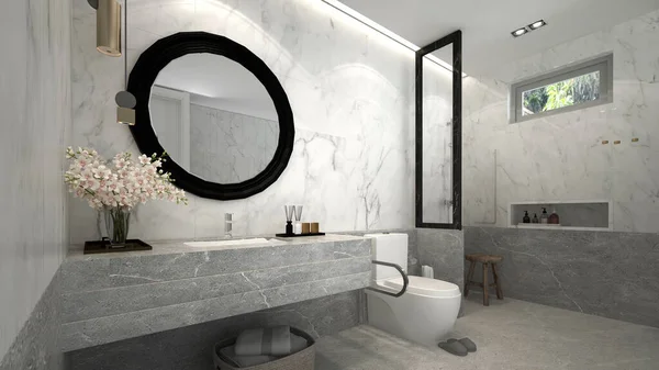 Прекрасна Сучасна Затишна Ванна Кімната Туалет Маскують Дизайн Інтер Єру — стокове фото