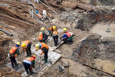 Bangkok, Tayland - 01,2018 inşaat işçileri kat mülkiyeti inşaat alanında çalışıyoruz olabilir.