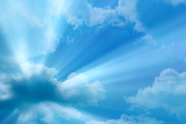 Sunbeam haze mavi gökyüzü üzerinde aracılığıyla