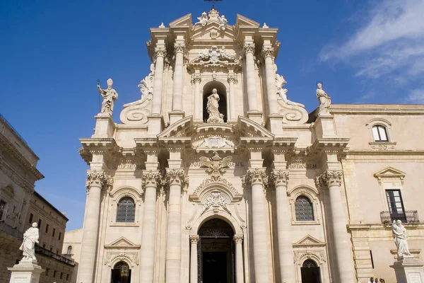 Homlokzat Templom Siracusa Szicília Olaszország — Stock Fotó