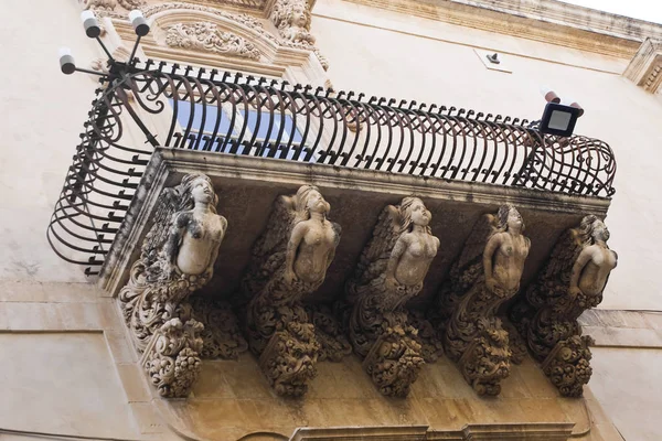 Baroque Balcony Noto Sicily Italy — Stock Photo, Image