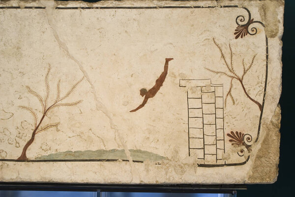 The tomb of the diver in the archaeological site of Paestum, Italy