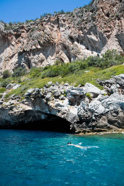 Uitzicht Blauwe Grot Bij Dino Island Calabrië Italië — Stockfoto