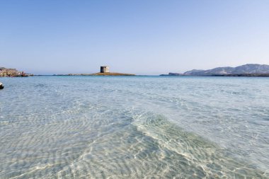 İtalya, Sardinya 'daki La Pelosa plajı ve adası