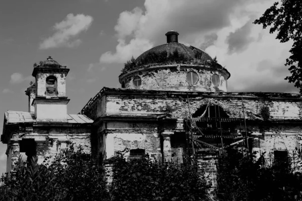 Abandoned Reconstruction Old Building Style Black White Photography Summer Photography — Stock Photo, Image