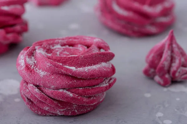 Meringues Cookie Close Buatan Sendiri Makanan Penutup Yang Manis — Stok Foto