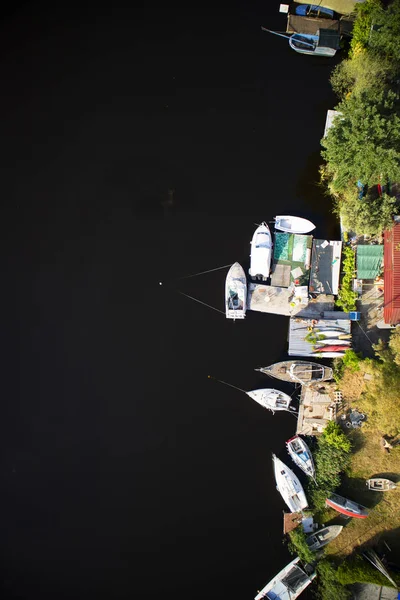 Vista Superior Pequeño Puerto Cerca Del Lago Massaciuccoli Viareggio — Foto de Stock