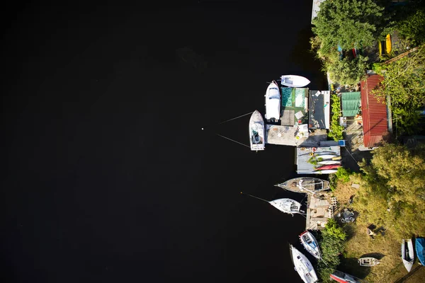 Vista Superior Pequeno Porto Perto Lago Massaciuccoli Viareggio — Fotografia de Stock