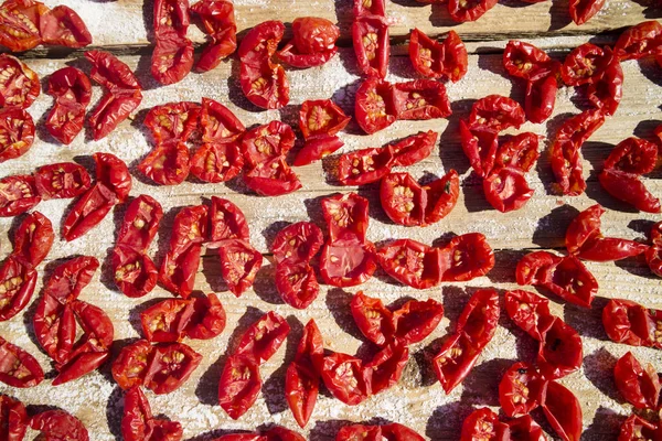 Method Conservation Pachino Type Tomato Natural Drying — Stock Photo, Image