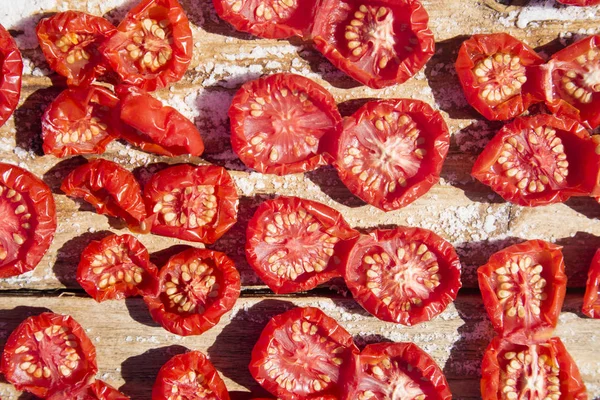 Method Conservation Pachino Type Tomato Natural Drying — Stock Photo, Image