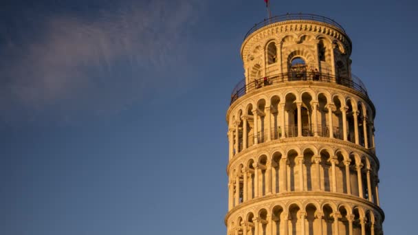 Tijd Lapse Detail Van Top Van Toren Van Pisa Middag — Stockvideo