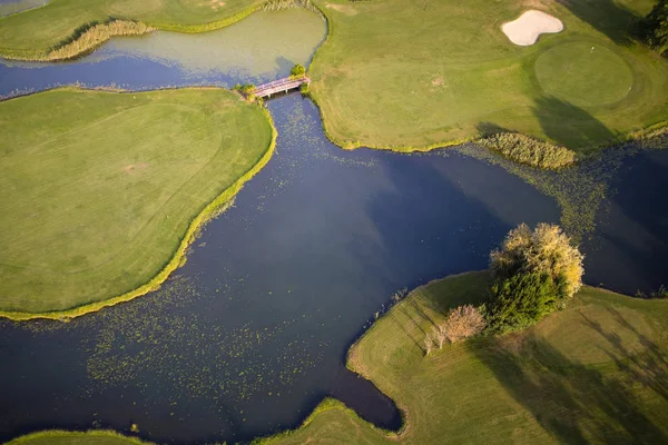 Vedere Top Unui Teren Golf Sfârșitul Verii — Fotografie, imagine de stoc