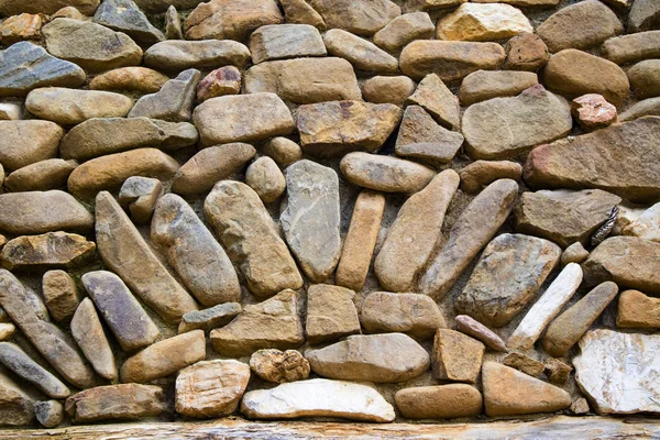 Parede Construída Com Uso Pedras Fluviais — Fotografia de Stock