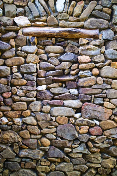 Mauer Aus Flusssteinen Gebaut — Stockfoto