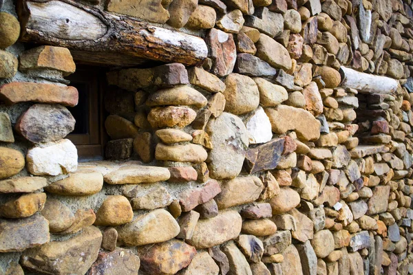 Muur Gebouwd Met Het Gebruik Van Rivier Stenen — Stockfoto