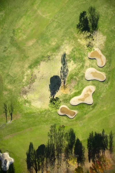 Vista Aérea Campo Preparado Para Juego Golf Temporada Otoño —  Fotos de Stock