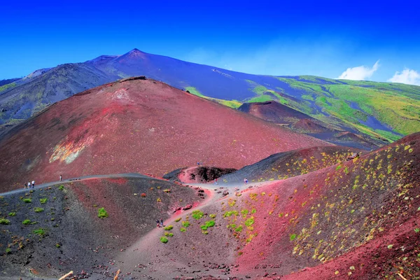Вид Цветные Склоны Вулкана Этна Италия Европа — стоковое фото