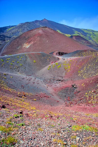 Weergave Van Gekleurde Hellingen Van Vulkaan Etna Italy Europa — Stockfoto