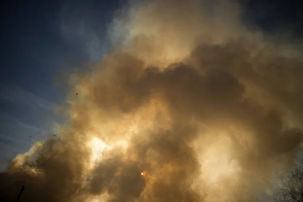 Columna Humo Intenso Causado Por Incendio Forestal —  Fotos de Stock