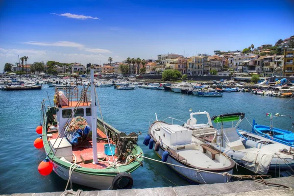 Vista Estiva Del Porto Aci Trezza Sicilia Italia — Foto Stock