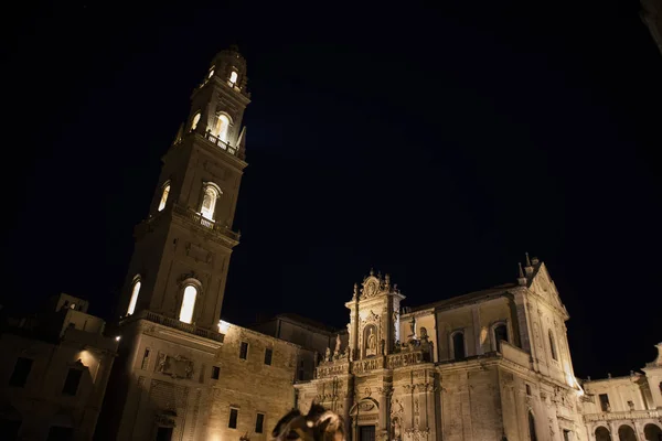 Νυχτερινή Θέα Από Την Πλατεία Piazza Del Duomo Στο Λέτσε — Φωτογραφία Αρχείου