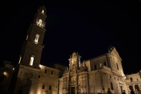 Νυχτερινή Θέα Από Την Πλατεία Piazza Del Duomo Στο Λέτσε — Φωτογραφία Αρχείου