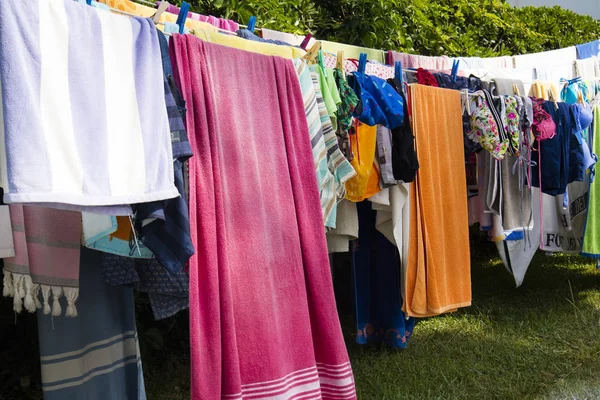 Apunte Secar Ropa Pleno Sol Después Haberla Lavado —  Fotos de Stock