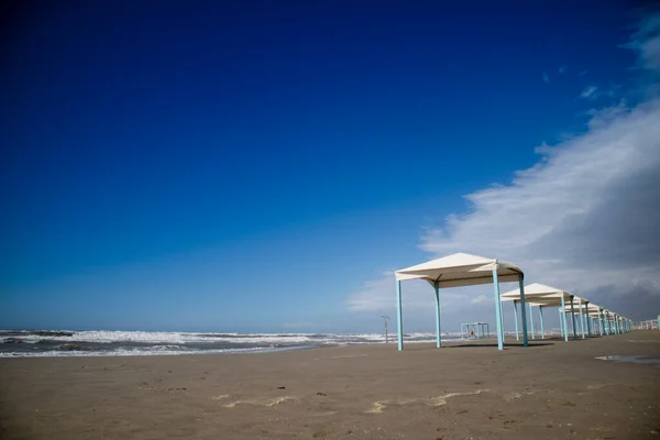 Viareggio Tuscany Talya Sahilindeki Çardakların Sonbahar Manzarası — Stok fotoğraf