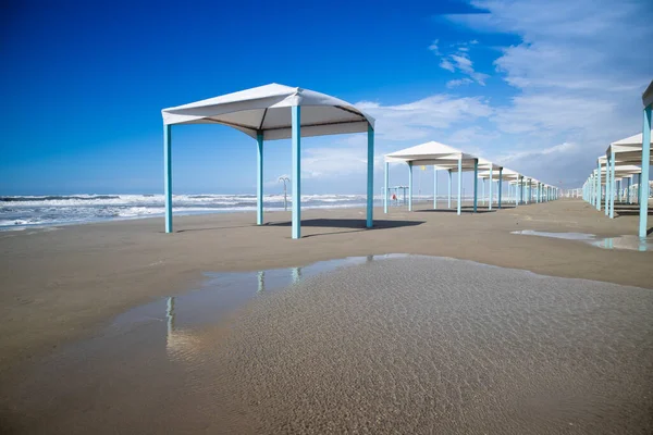 Autunno Vista Dei Gazebo Sulla Spiaggia Viareggio Toscana Italia — Foto Stock