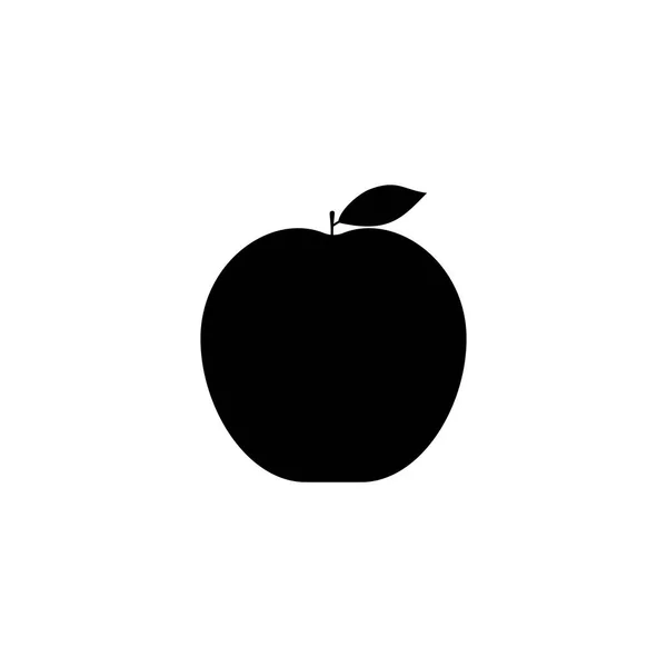 Einfache Flache Apfel Silhouette Illustration Auf Weißem Hintergrund — Stockvektor