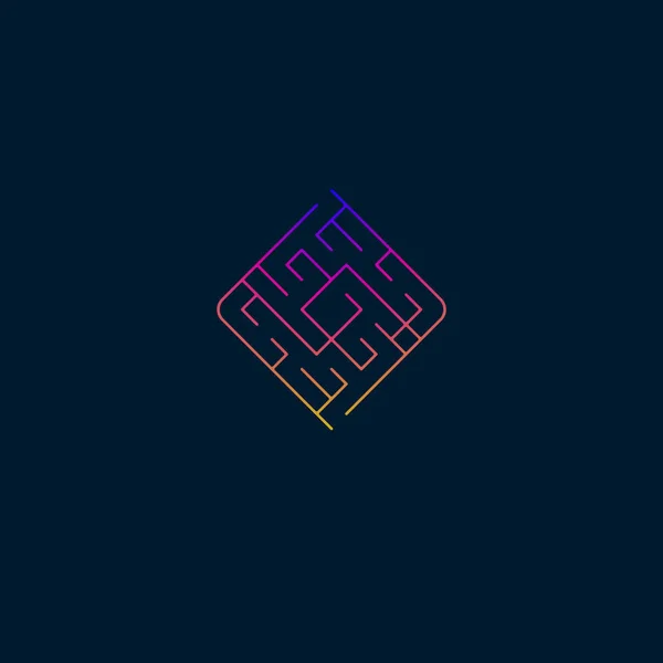 Icône Labyrinthe Losange Conception Logo Labyrinthe Cerveau Teaser Signe Jeu — Image vectorielle