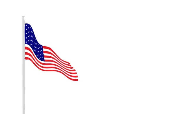 美国国旗上的旗杆上有空的文本空间 — 图库矢量图片