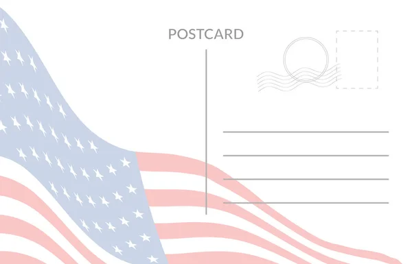 Tarjeta Postal Con Bandera Americana Segundo Plano — Vector de stock