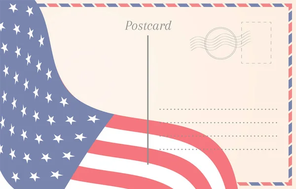 Ilustración Tarjetas Postales Antiguas Con Bandera Americana Sobre Fondo — Vector de stock