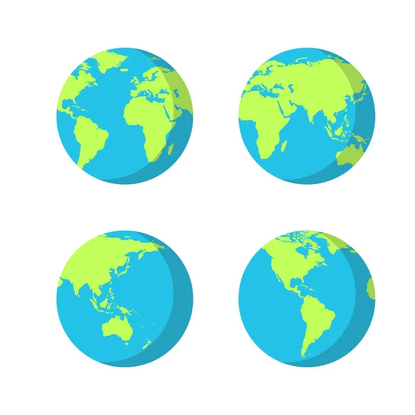 Набір Значків Планети Земля Різними Положеннями Континентів — стоковий вектор