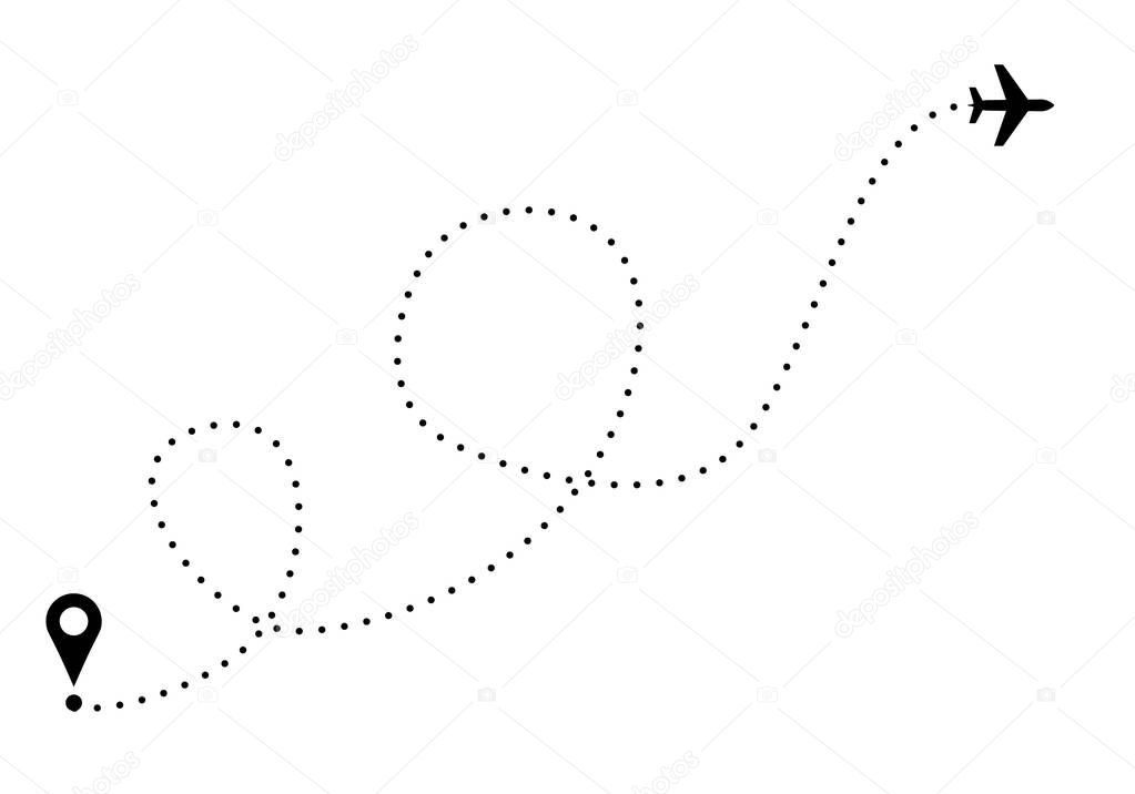 Plane track and point on departure illustration