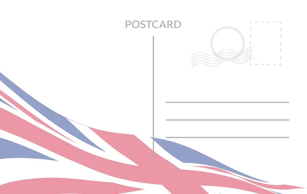 Fondo Tarjeta Postal Con Ondear Bandera Del Reino Unido — Vector de stock