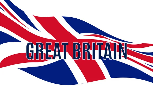 Μεγάλη Βρετανία Κείμενο Κυματίζει Σημαία Ηνωμένου Βασιλείου — Διανυσματικό Αρχείο