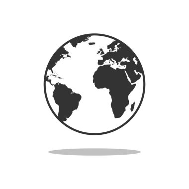 Planet Earth simgesini illüstrasyon izole arka plan üzerinde siyah.