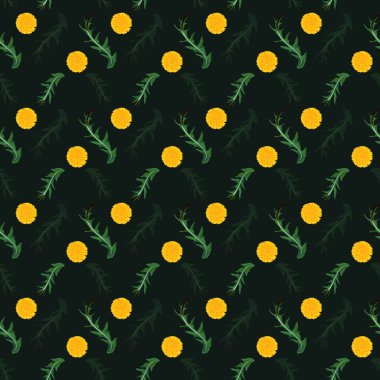 Sorunsuz çiçek desenli. Karahindiba öğeleri arka plan. Bitki doku tasarımı için