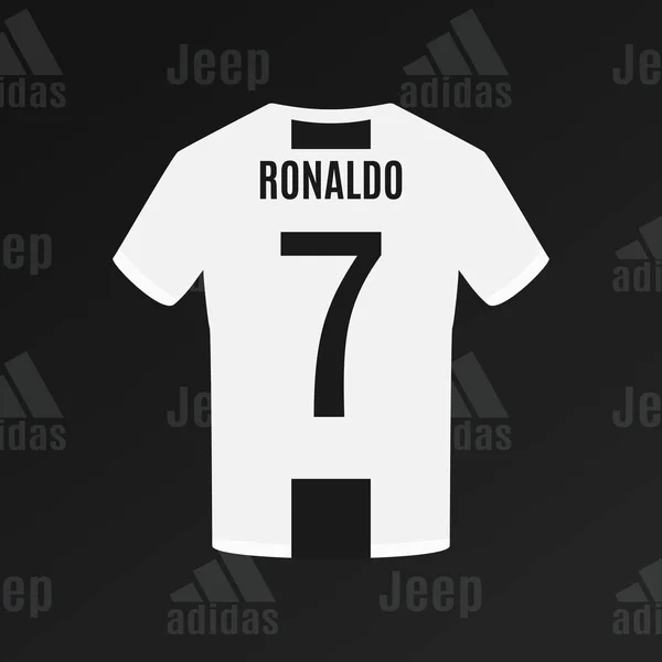 Ucrânia Cherkasy July 2018 Camiseta Futebol Ronaldo Juventus Com Número —  Vetores de Stock