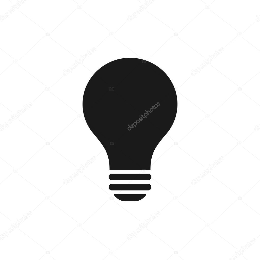 Simple light bulb black icon isolated on white background
